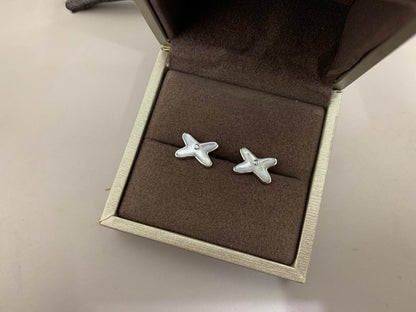 ˇGilded EraˇJEUX DE WHITE MOP SILVER DIAMOND EARRINGS