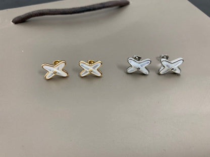 ˇGilded EraˇJEUX DE WHITE MOP SILVER DIAMOND EARRINGS