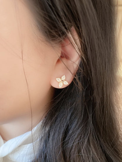 ˇGilded EraˇSTAR BLOSSOM STUD EARRINGS PINK GOLD DIAMONDS