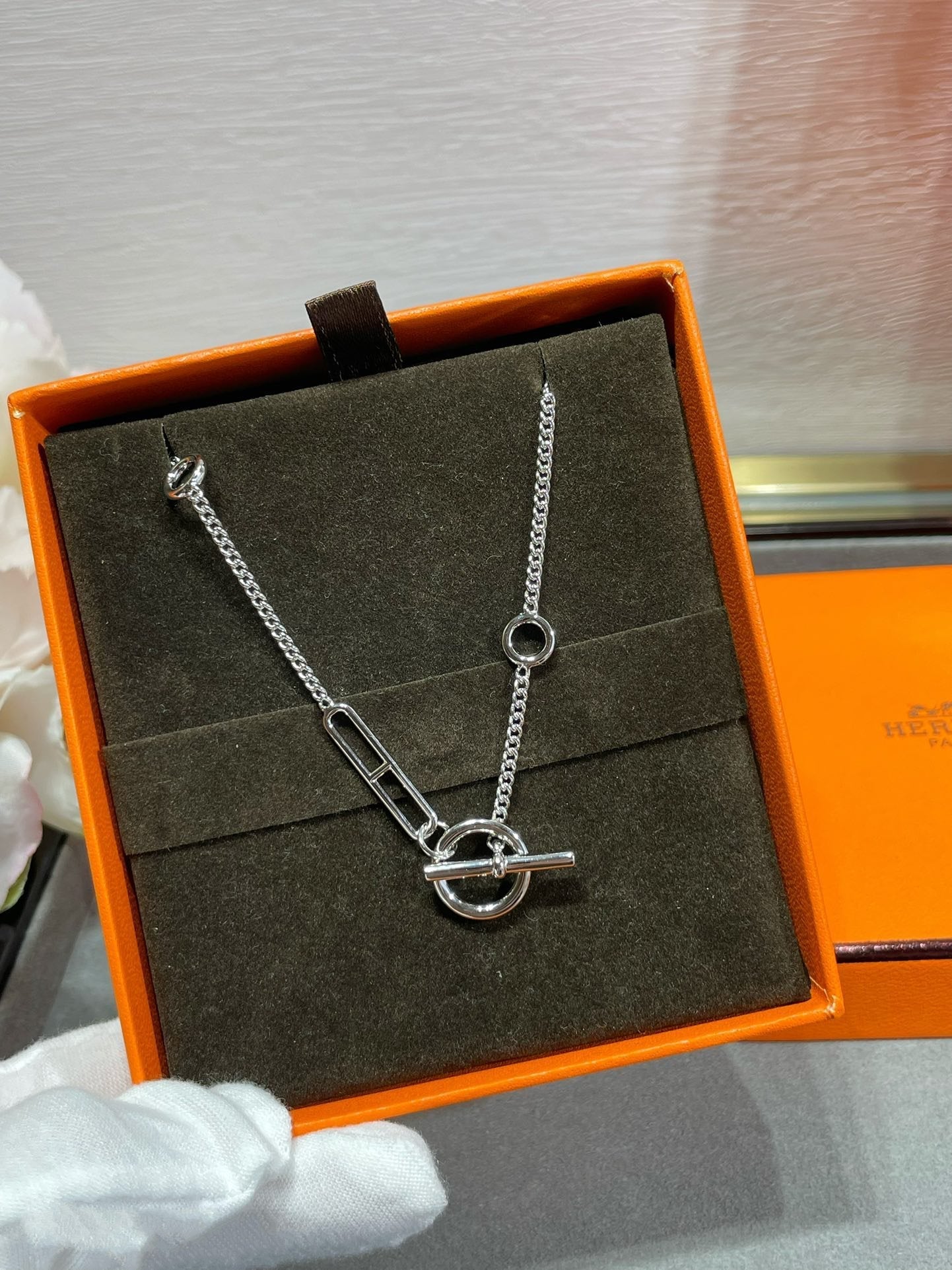 ˇGilded EraˇHM STERLING CHAINE D'ANCRE HEART
