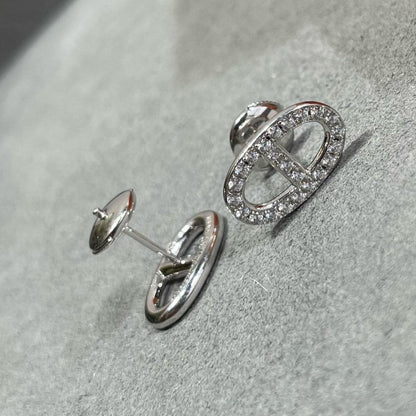 ˇGilded EraˇHM FULL DIAMOND PIG NOSE STUD EARRINGS