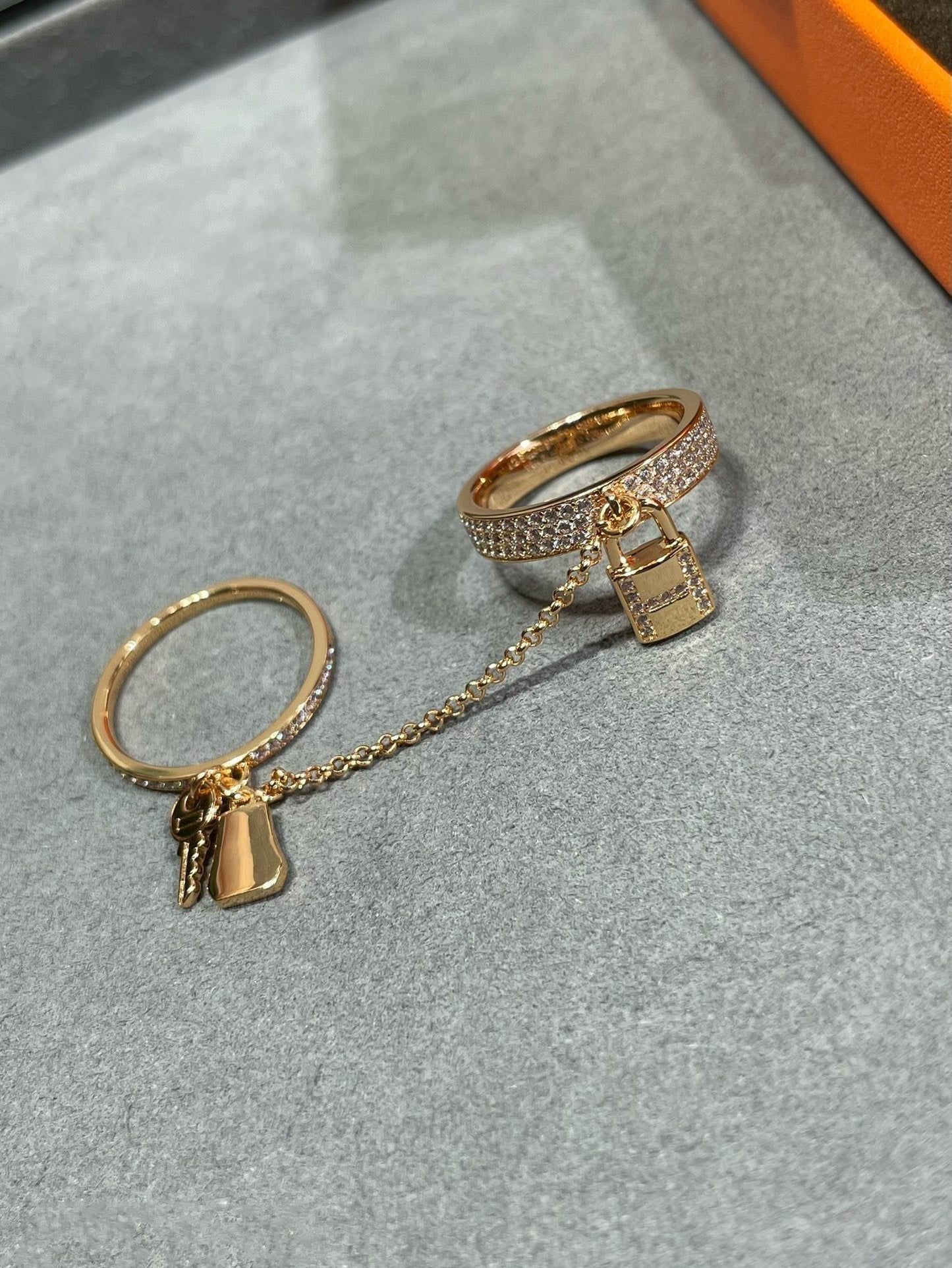ˇGilded EraˇHM KELLY CLOCHETTE DOUBLE RING IN  WITH DIAMONDS