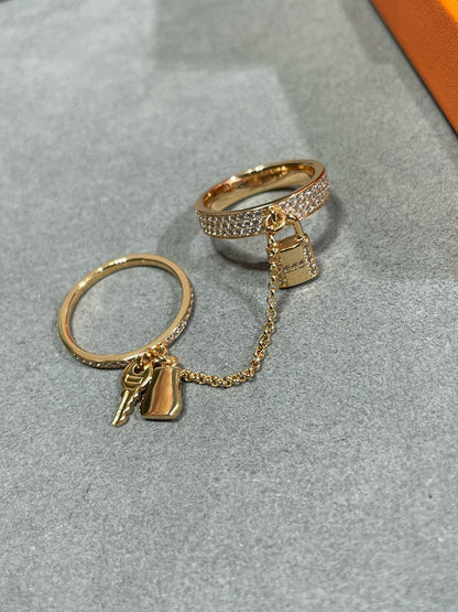 ˇGilded EraˇHM KELLY CLOCHETTE DOUBLE RING IN  WITH DIAMONDS