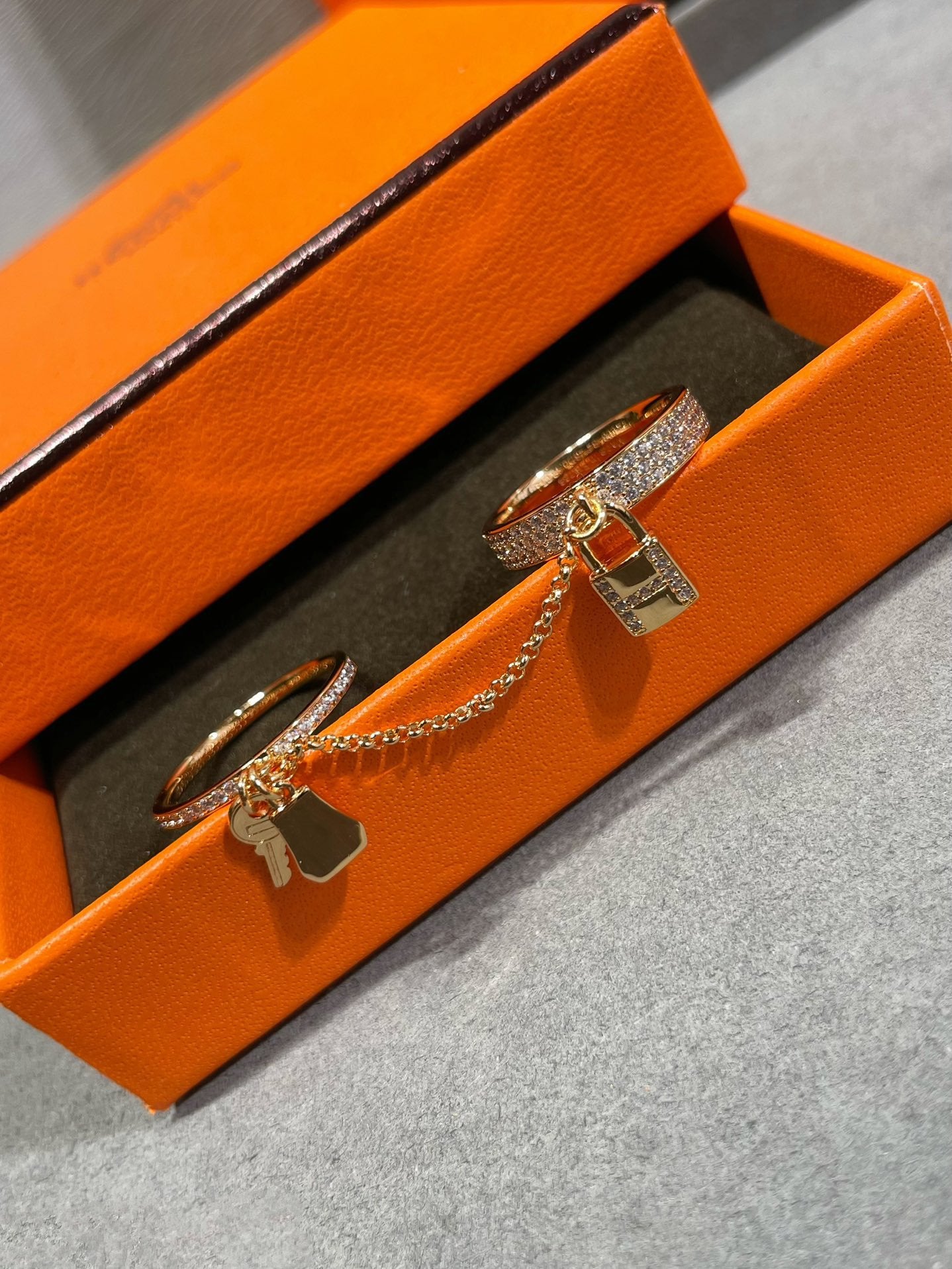 ˇGilded EraˇHM KELLY CLOCHETTE DOUBLE RING IN  WITH DIAMONDS