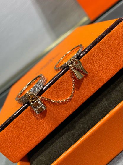 ˇGilded EraˇHM KELLY CLOCHETTE DOUBLE RING IN  WITH DIAMONDS