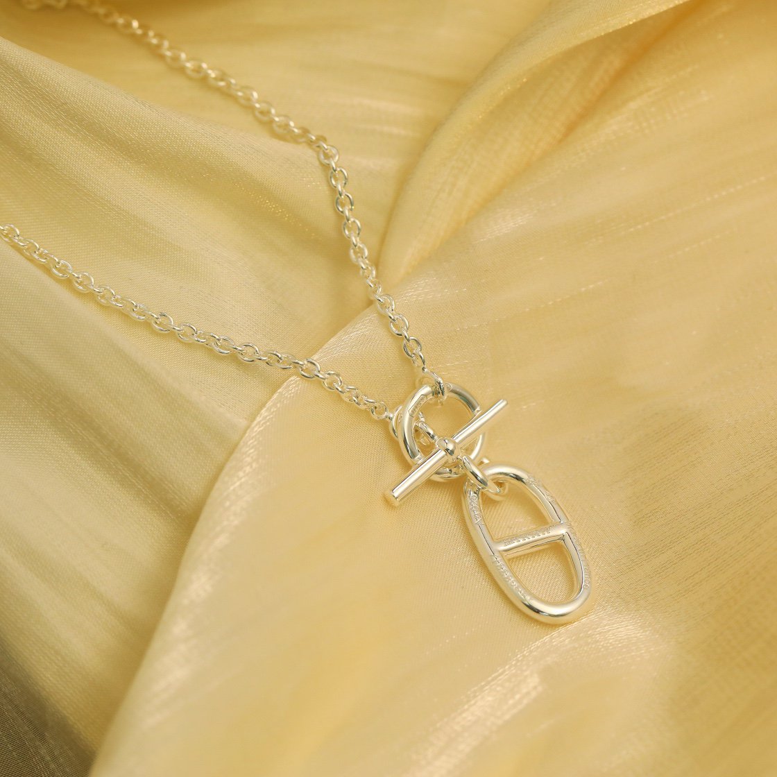 ˇGilded EraˇHM CHAINE D'ANCRE PENDANT NECKLACE STERLING SILVER