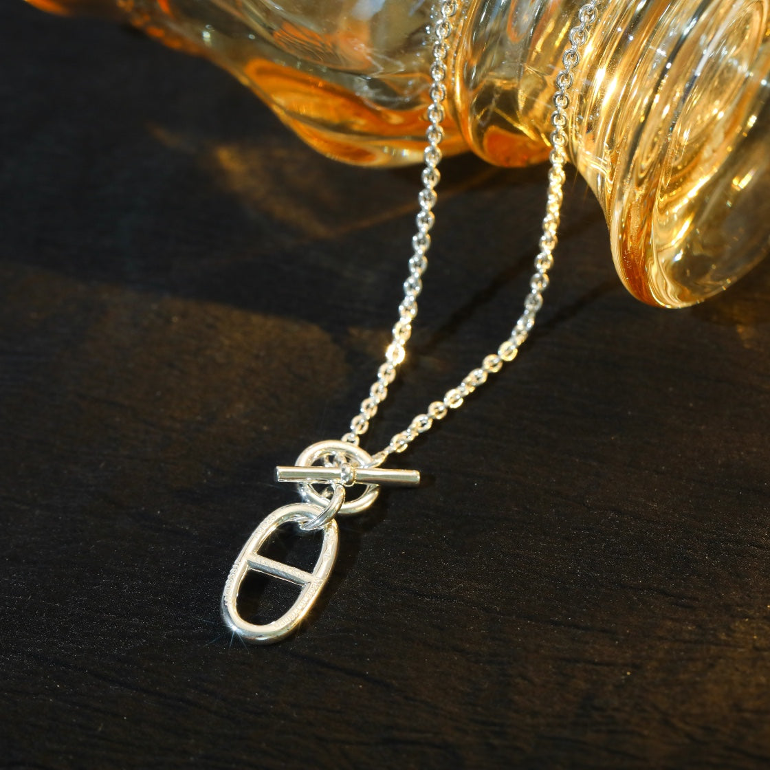 ˇGilded EraˇHM CHAINE D'ANCRE PENDANT NECKLACE STERLING SILVER