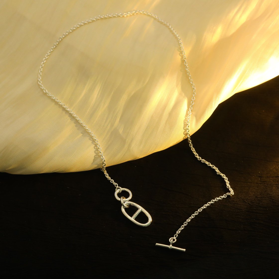 ˇGilded EraˇHM CHAINE D'ANCRE PENDANT NECKLACE STERLING SILVER