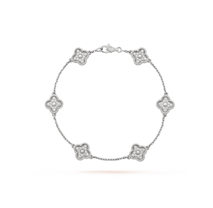 ˇGilded EraˇCLOVER 6 MOTIF SILVER DIAMOND BRACELET