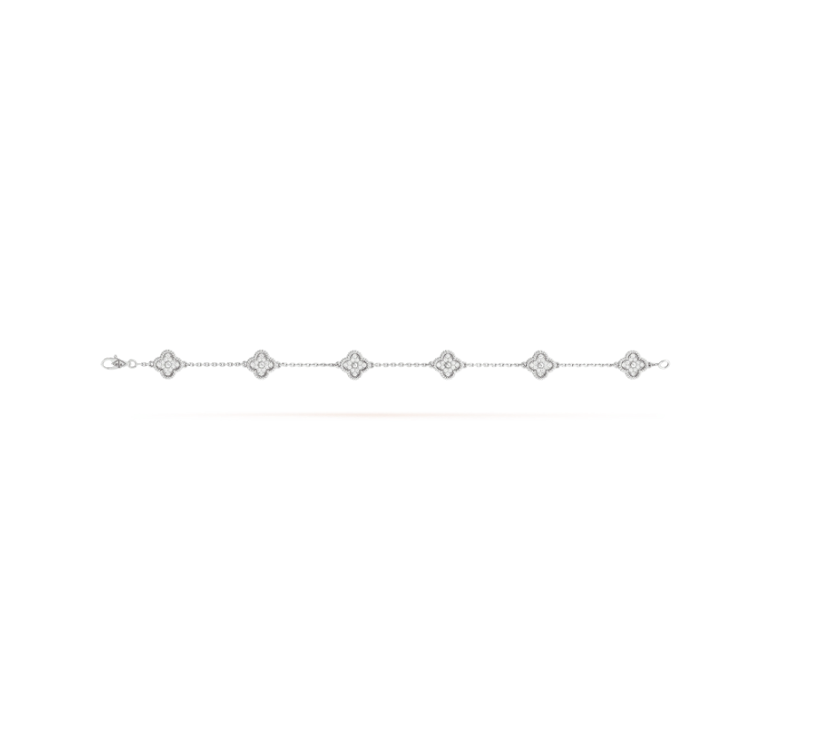 ˇGilded EraˇCLOVER 6 MOTIF SILVER DIAMOND BRACELET