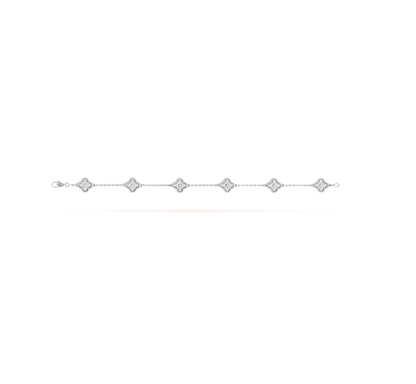 ˇGilded EraˇCLOVER 6 MOTIF SILVER DIAMOND BRACELET