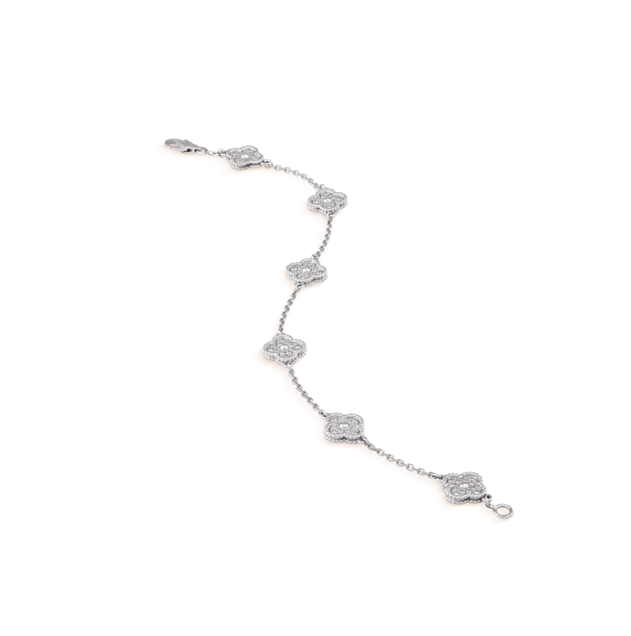ˇGilded EraˇCLOVER 6 MOTIF SILVER DIAMOND BRACELET