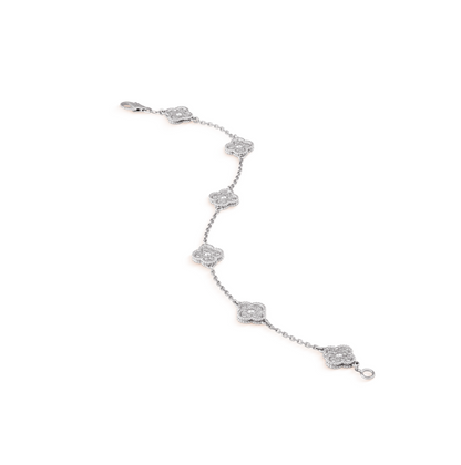 ˇGilded EraˇCLOVER 6 MOTIF SILVER DIAMOND BRACELET