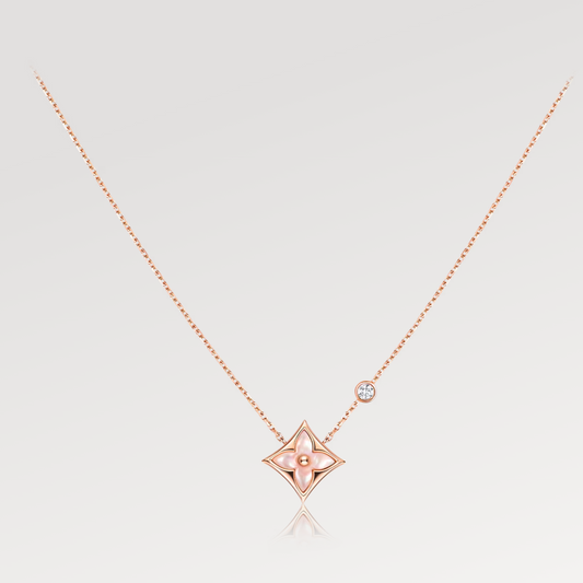 ˇGilded EraˇSTAR PINK MOP 1 DIAMOND PINK GOLD NECKLACE