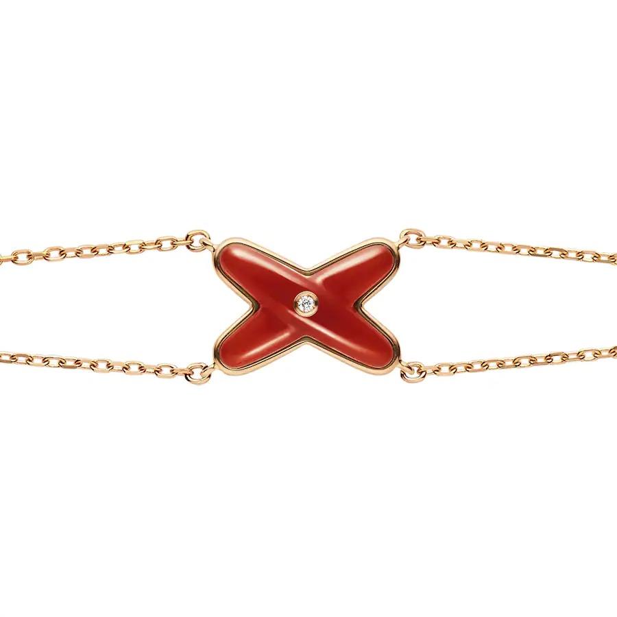 ˇGilded EraˇJEUX BRACELET CARNELIAN PINK GOLD 1 DIAMOND