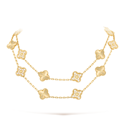 ˇGilded EraˇCLOVER 20 MOTIFS LASER DIAMOND NECKLACE