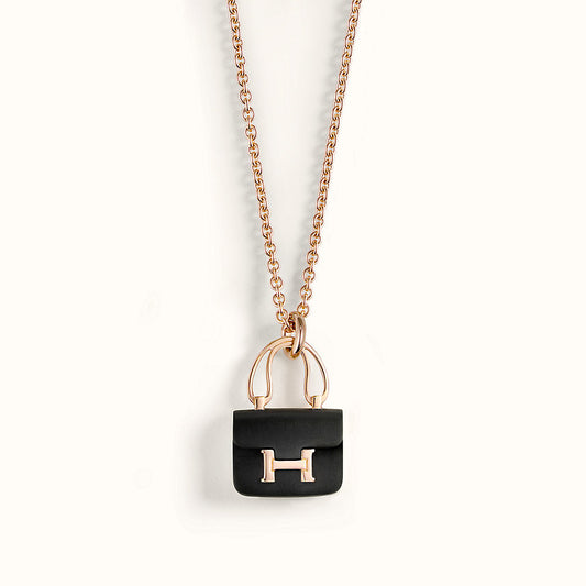 ˇGilded EraˇCONSTANCE BLACK PEDANT PINK GOLD NECKLACE