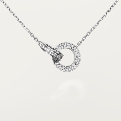ˇGilded EraˇLOVE 7.6MM NECKLACE ROSE GOLD AND SILVER  FULL DIAMOND