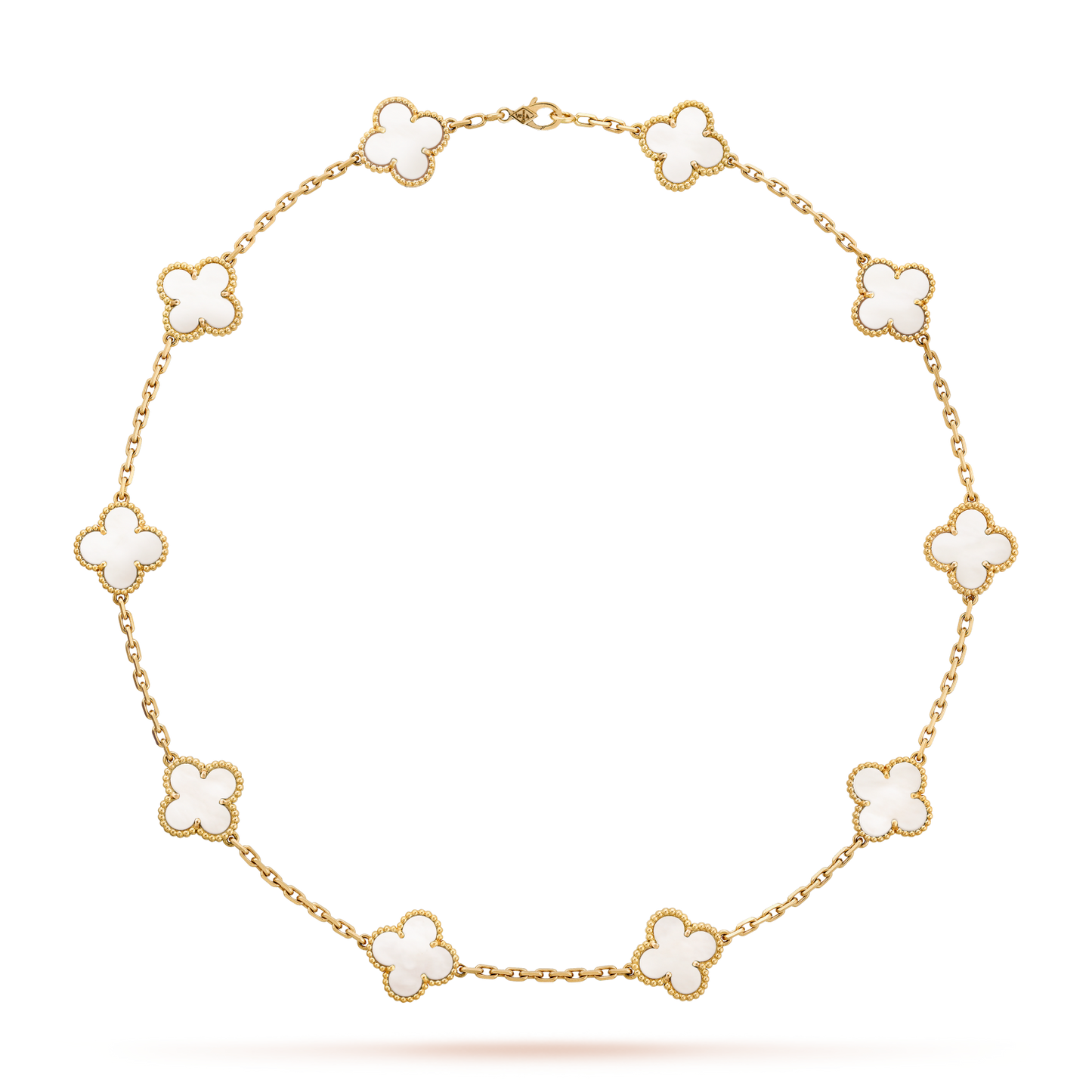 ˇGilded EraˇCLOVER 10 MOTIFS WHITE MOTHER OF PEARL NECKLACE