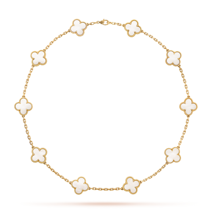 ˇGilded EraˇCLOVER 10 MOTIFS WHITE MOTHER OF PEARL NECKLACE