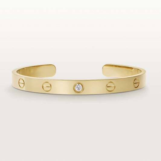 ˇGilded EraˇLOVE BRACELET 6.1MM 1 DIAMOND OPEN CUFF