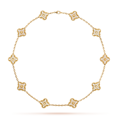ˇGilded EraˇCLOVER 10 MOTIFS DIAMOND NECKLACE