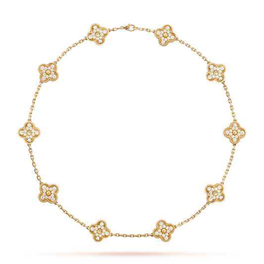 ˇGilded EraˇCLOVER 10 MOTIFS DIAMOND NECKLACE