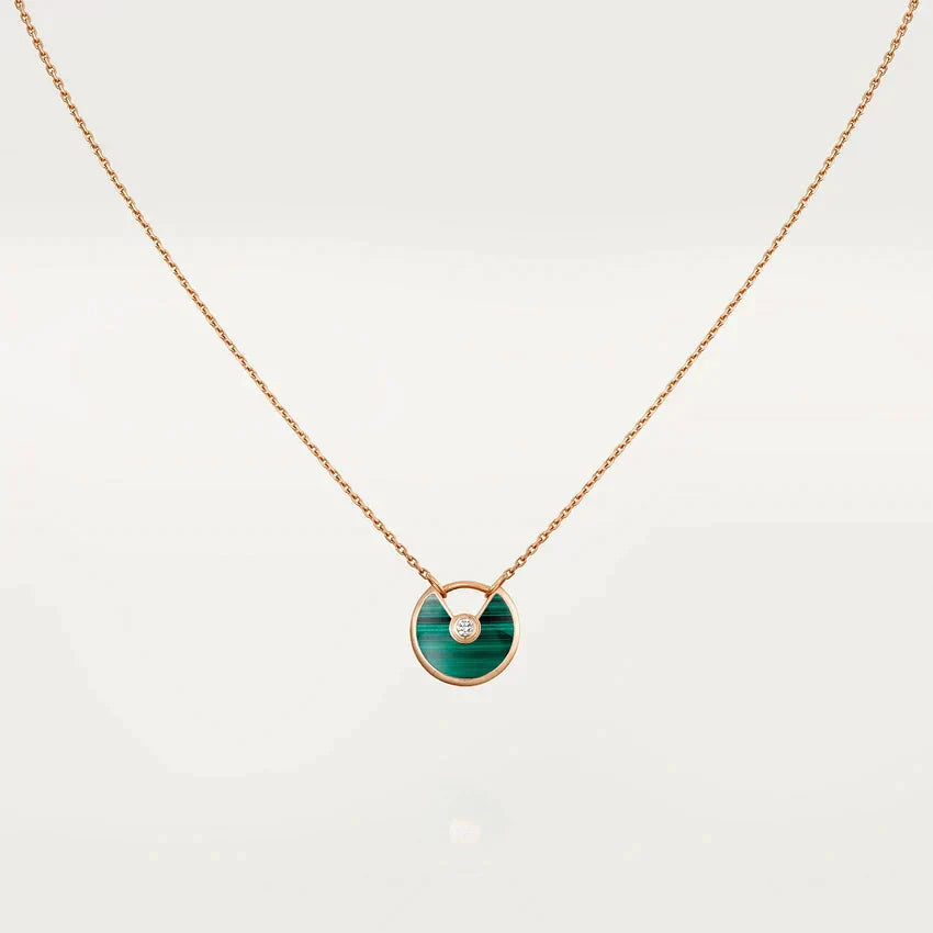 ˇGilded EraˇAMULETTE ROSE GOLD MALACHITE NECKLACE