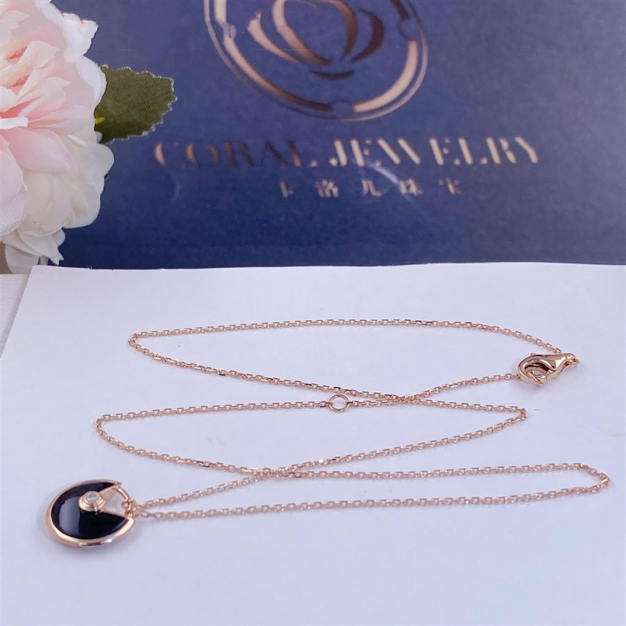 ˇGilded EraˇAMULETTE ROSE GOLD ONYX NECKLACE