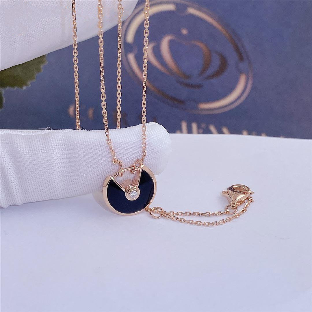 ˇGilded EraˇAMULETTE ROSE GOLD ONYX NECKLACE