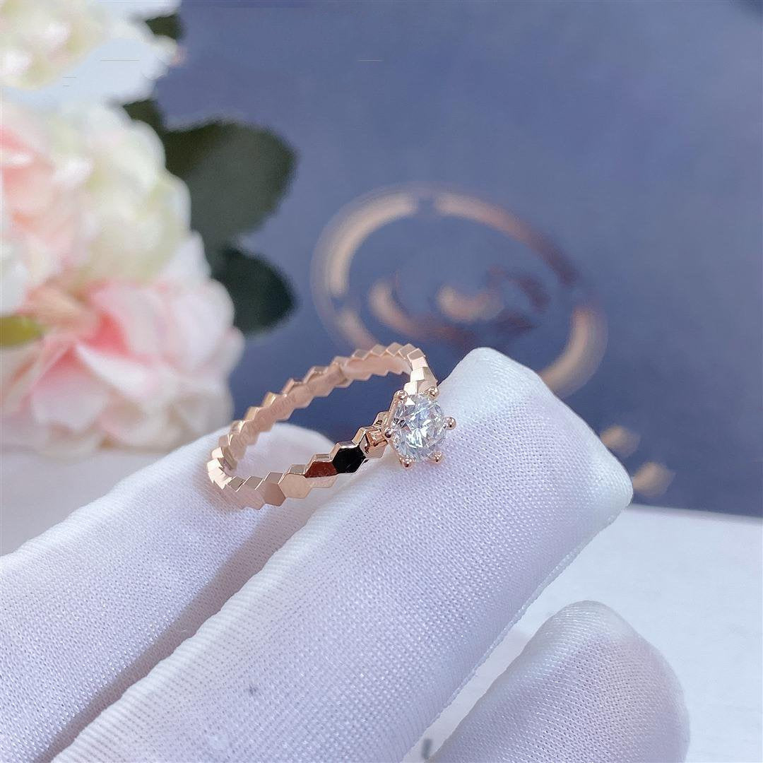 ˇGilded EraˇBEE LOVE RING PINK GOLD 1 DIAMOND