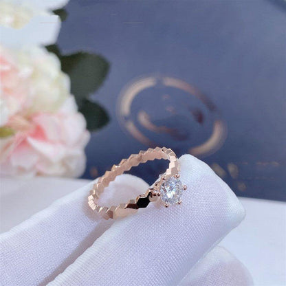 ˇGilded EraˇBEE LOVE RING PINK GOLD 1 DIAMOND