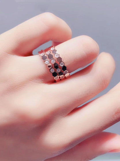 ˇGilded EraˇBEE LOVE RING PINK GOLD DIAMOND
