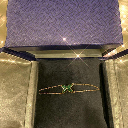 ˇGilded EraˇJEUX BRACELET MALACHITE PINK GOLD 1 DIAMOND