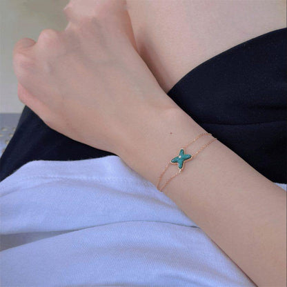ˇGilded EraˇJEUX BRACELET MALACHITE PINK GOLD 1 DIAMOND