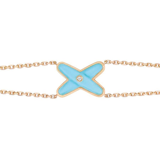 ˇGilded EraˇJEUX BRACELET TURQUOISE PINK GOLD 1 DIAMOND