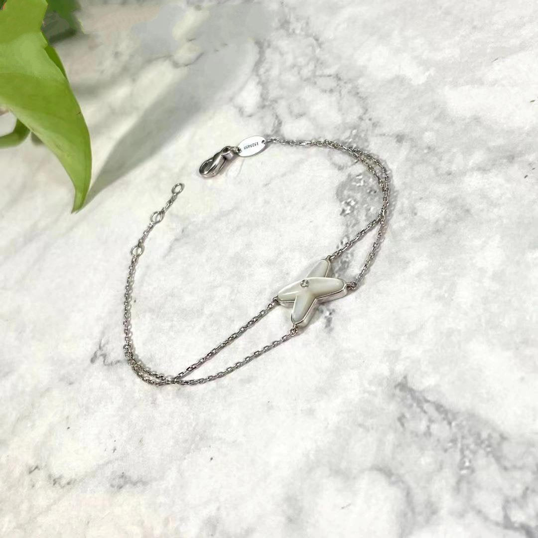 ˇGilded EraˇJEUX BRACELET WHITE MOP SILVER 1 DIAMOND