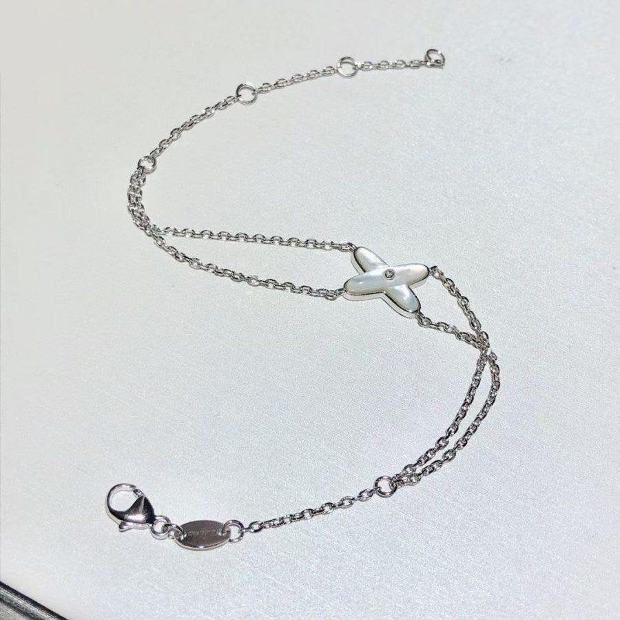 ˇGilded EraˇJEUX BRACELET WHITE MOP SILVER 1 DIAMOND