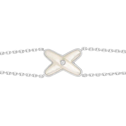 ˇGilded EraˇJEUX BRACELET WHITE MOP SILVER 1 DIAMOND
