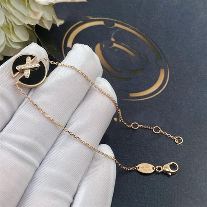 ˇGilded EraˇJEUX DE BRACELET ONYX PINK GOLD DIAMOND
