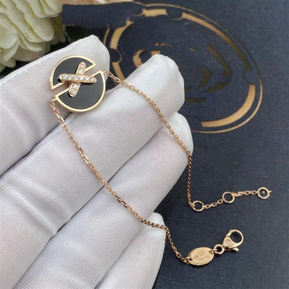 ˇGilded EraˇJEUX DE BRACELET ONYX PINK GOLD DIAMOND
