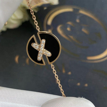 ˇGilded EraˇJEUX DE BRACELET ONYX PINK GOLD DIAMOND