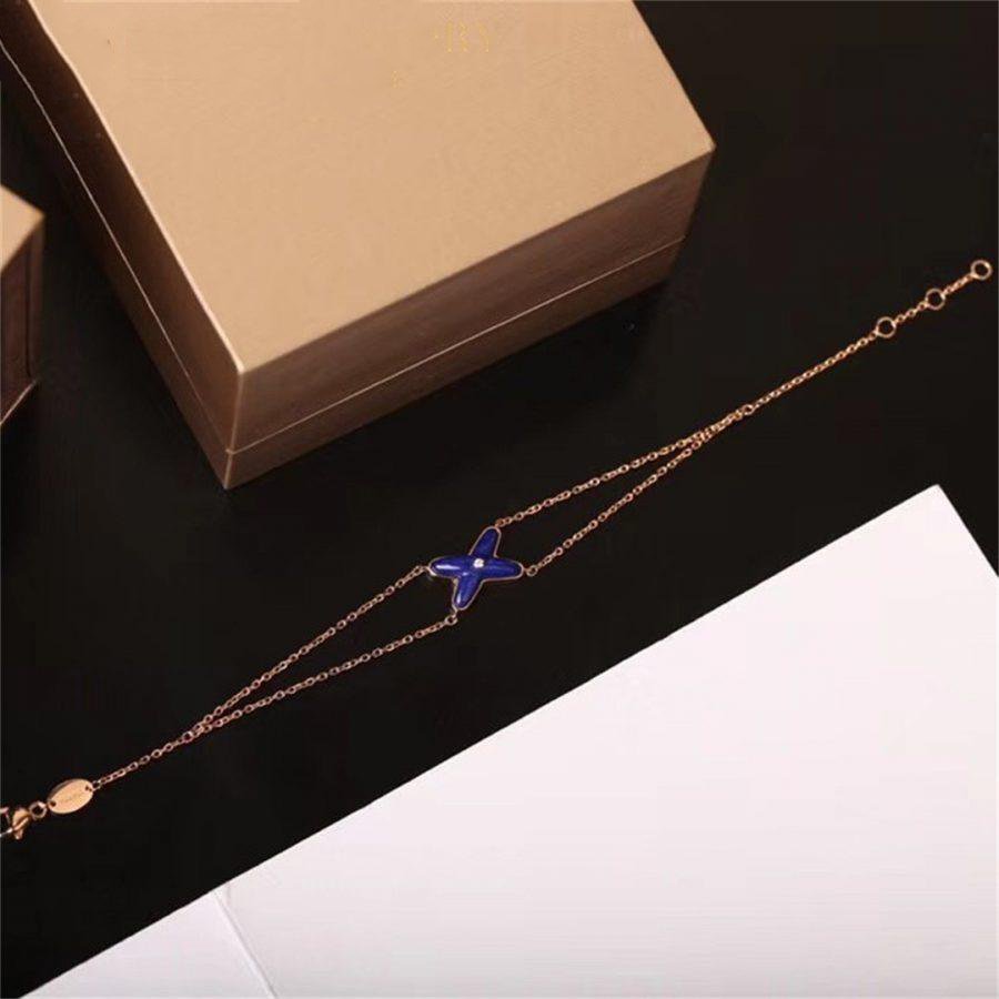 ˇGilded EraˇJEUX BRACELET BLUE AGATE PINK GOLD 1 DIAMOND