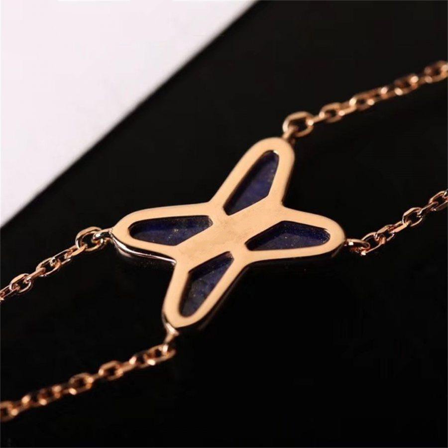 ˇGilded EraˇJEUX BRACELET BLUE AGATE PINK GOLD 1 DIAMOND