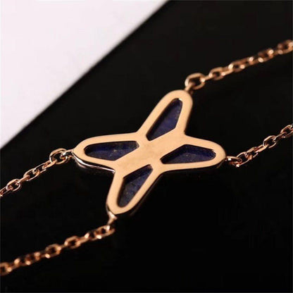 ˇGilded EraˇJEUX BRACELET BLUE AGATE PINK GOLD 1 DIAMOND