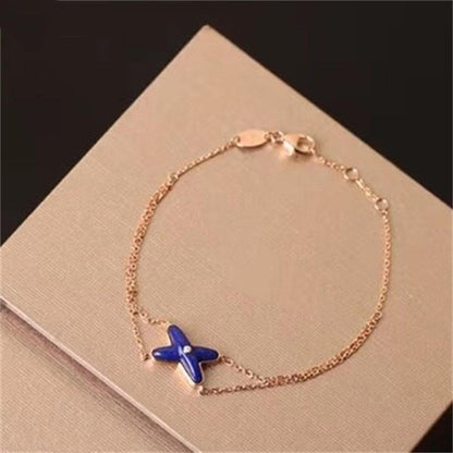 ˇGilded EraˇJEUX BRACELET BLUE AGATE PINK GOLD 1 DIAMOND