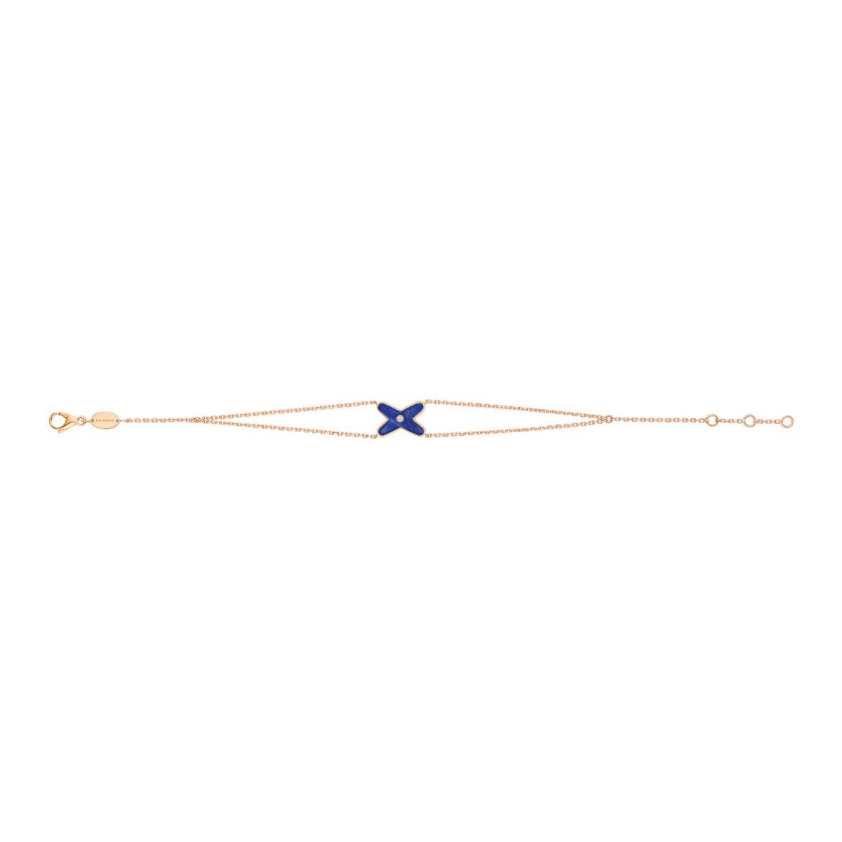 ˇGilded EraˇJEUX BRACELET BLUE AGATE PINK GOLD 1 DIAMOND