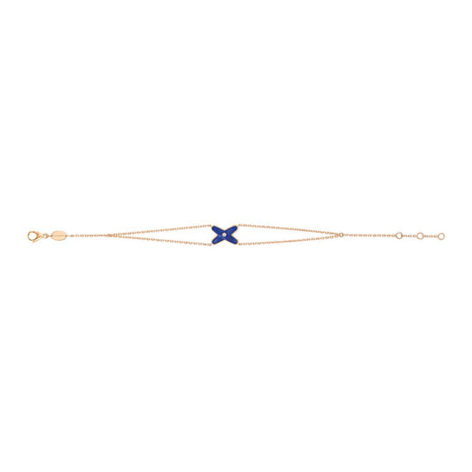 ˇGilded EraˇJEUX BRACELET BLUE AGATE PINK GOLD 1 DIAMOND