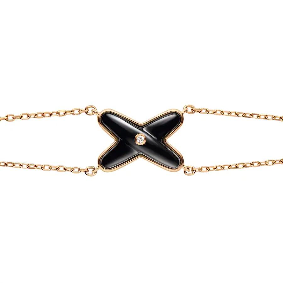 ˇGilded EraˇJEUX BRACELET ONYX PINK GOLD 1 DIAMOND