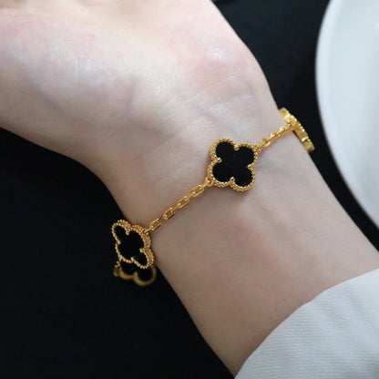 ˇGilded EraˇCLOVER  5 MOTIFS BLACK ONYX BRACELET